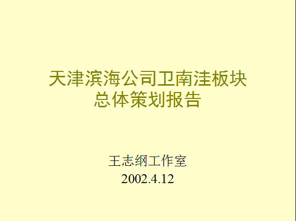 2001年滨海公司城南开发项目总体策划